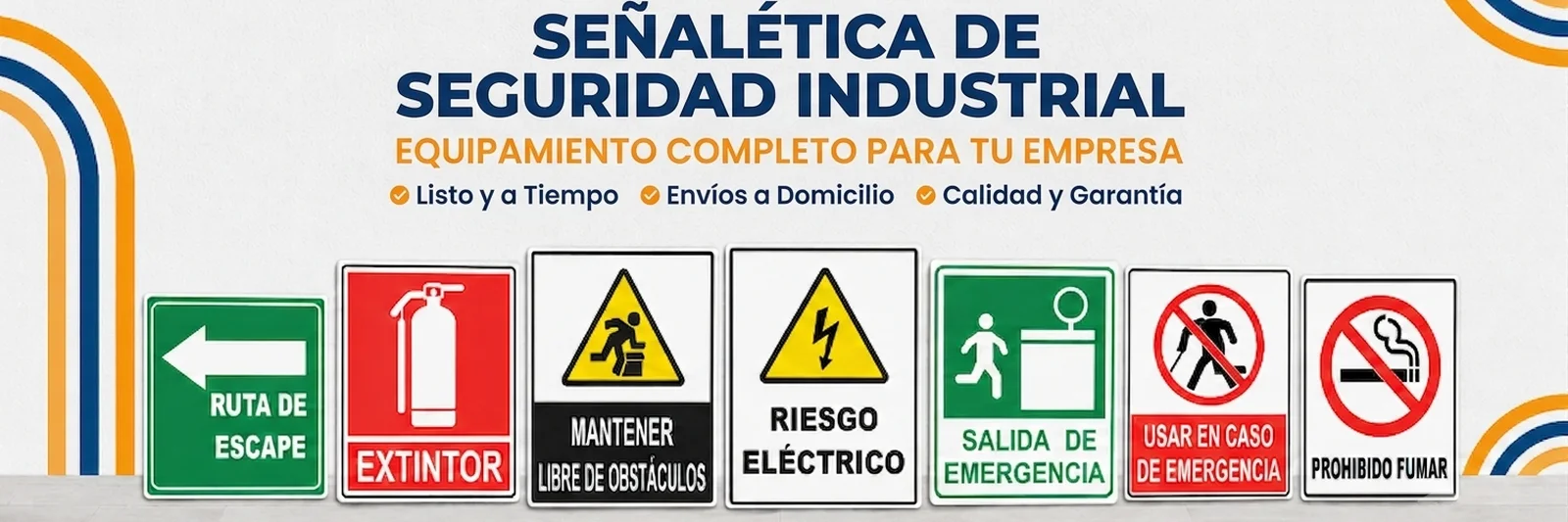 Señalética de seguridad industrial: ruta de escape, extintor, riesgo eléctrico y más